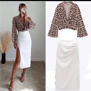 ZARA PRINTED WRAP BLOUSE